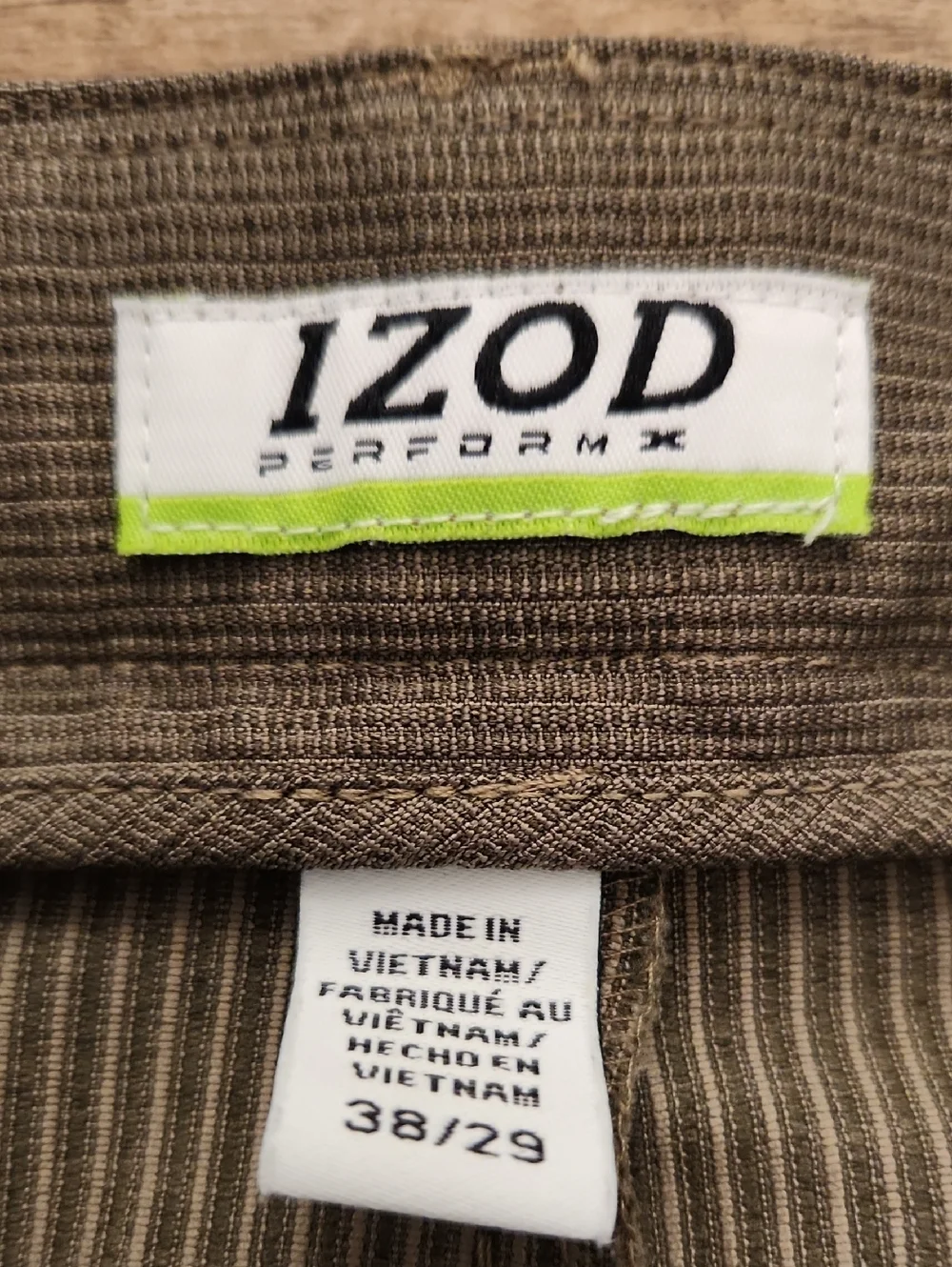 Izod Men's Green/Brown Dress Pants - Classic Straight Fit